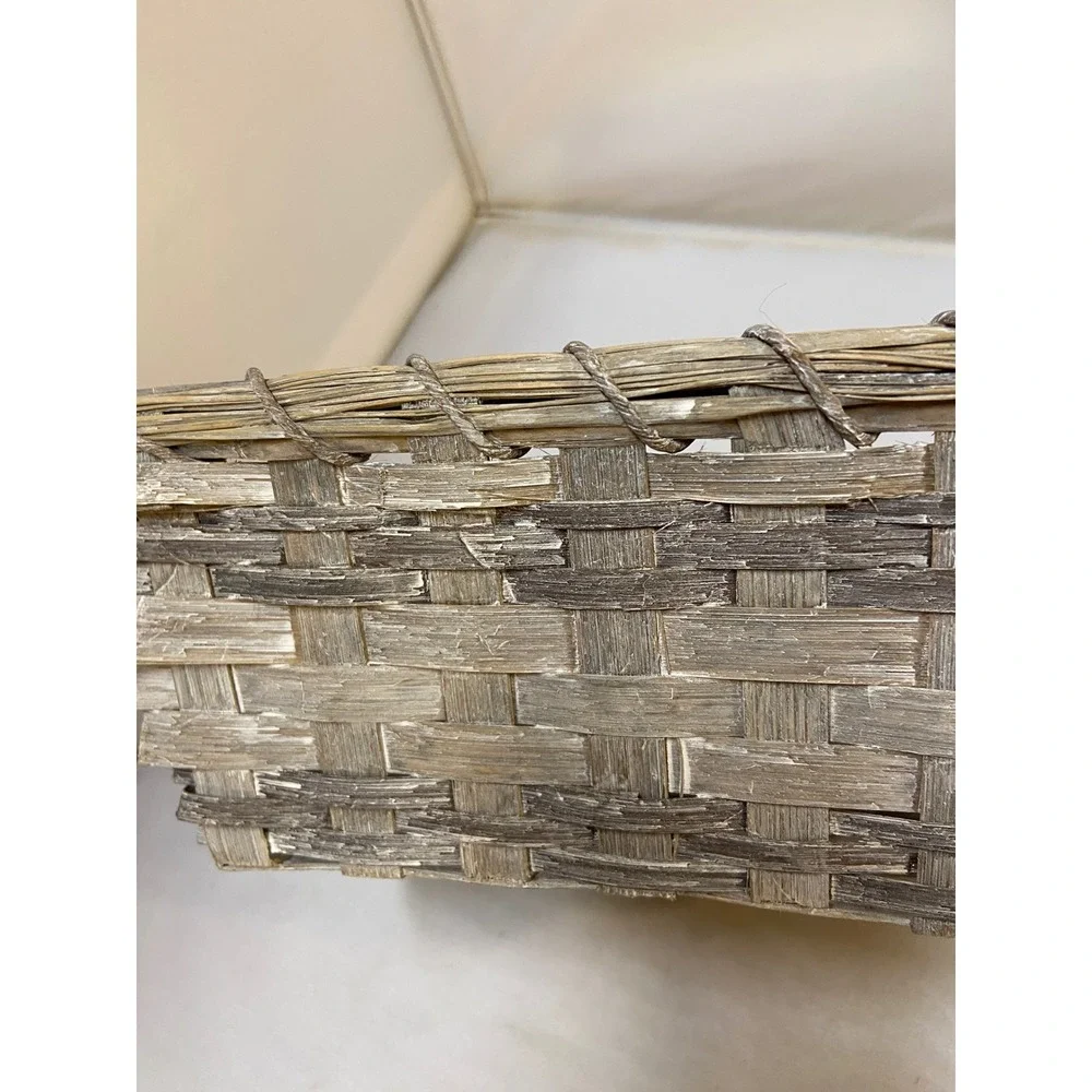 Woven Storage Basket Unisex OS Grey Whitewash Rustic Farmhouse Decor Coastal